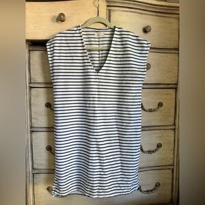 Madewell Navy and White Striped Midi Dress